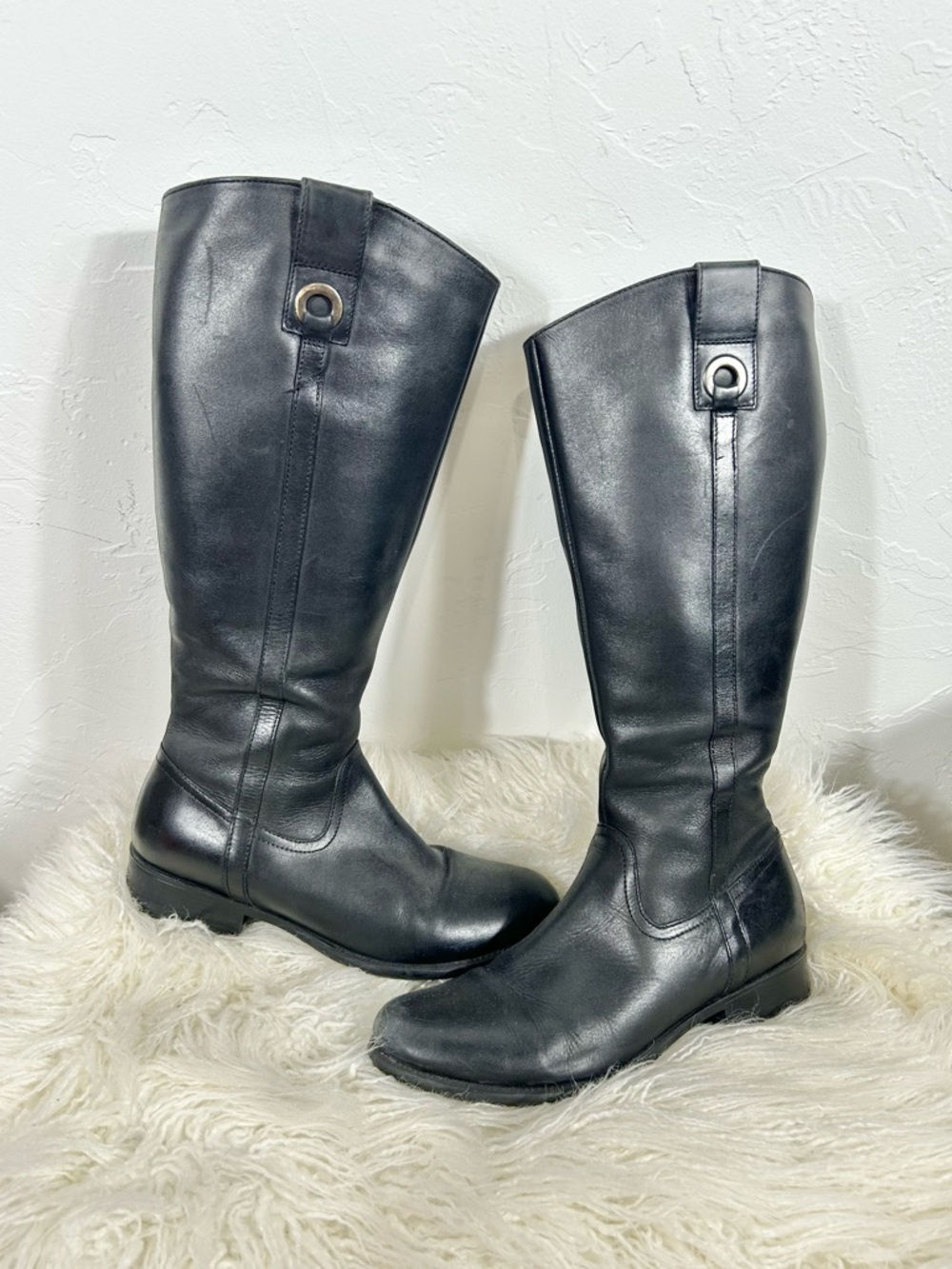 Clarks Black Leather Plaza Beagle Riding Boots Size 9.5M
